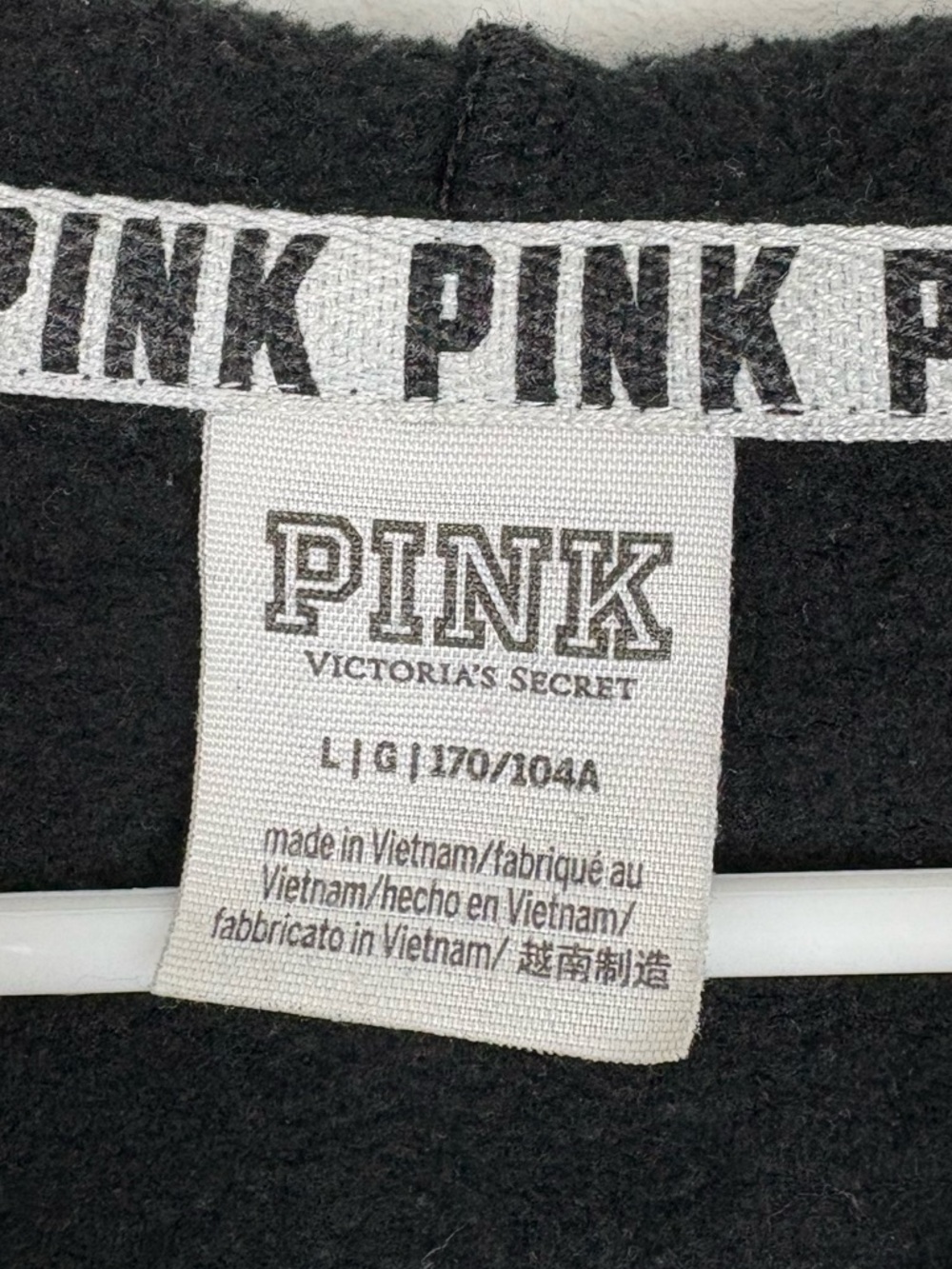 Victoria's Secret PINK Black Hoodie w/ Sequined Rose McBling 2010s size Large - Picture 3 of 8